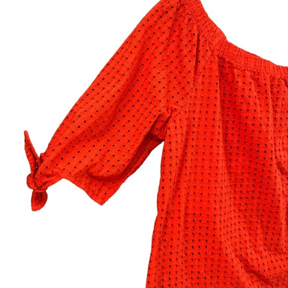 Jessica London Perforated Top Womens Orange Perforated Cotton SS Size 28W - Picture 10 of 11